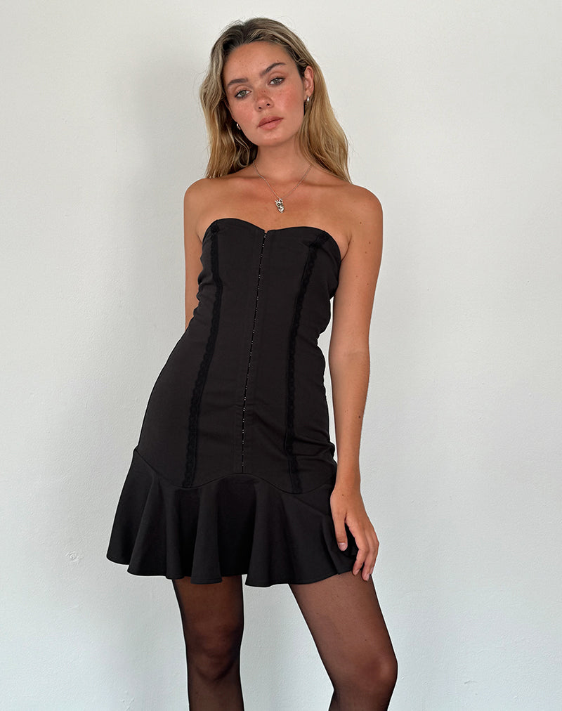 Snana Mini Dress in Tailoring Black-Nico Sky