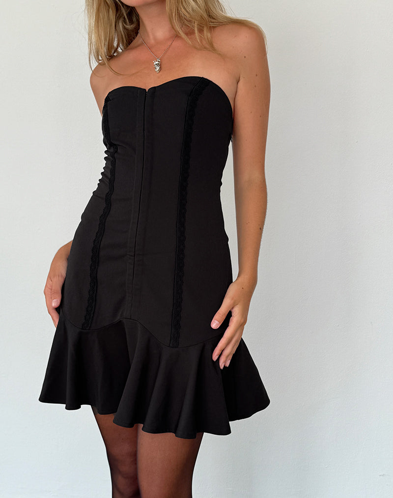 Snana Mini Dress in Tailoring Black-Nico Sky