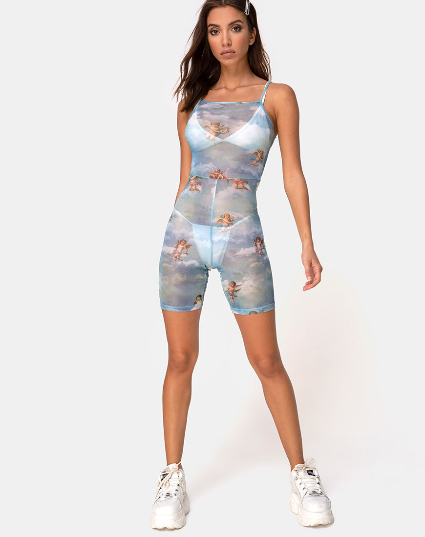 Solina Unitard in Mesh Angel Sky Blue-Nico Sky