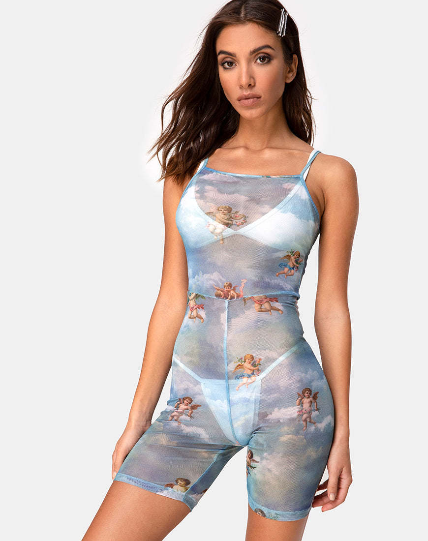 Solina Unitard in Mesh Angel Sky Blue-Nico Sky