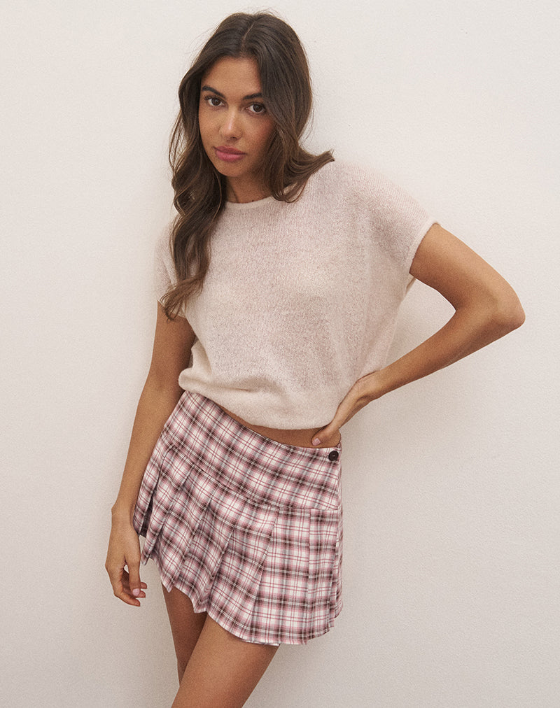 Casini Mini Pleated Micro Skirt in Pink Check-Nico Sky