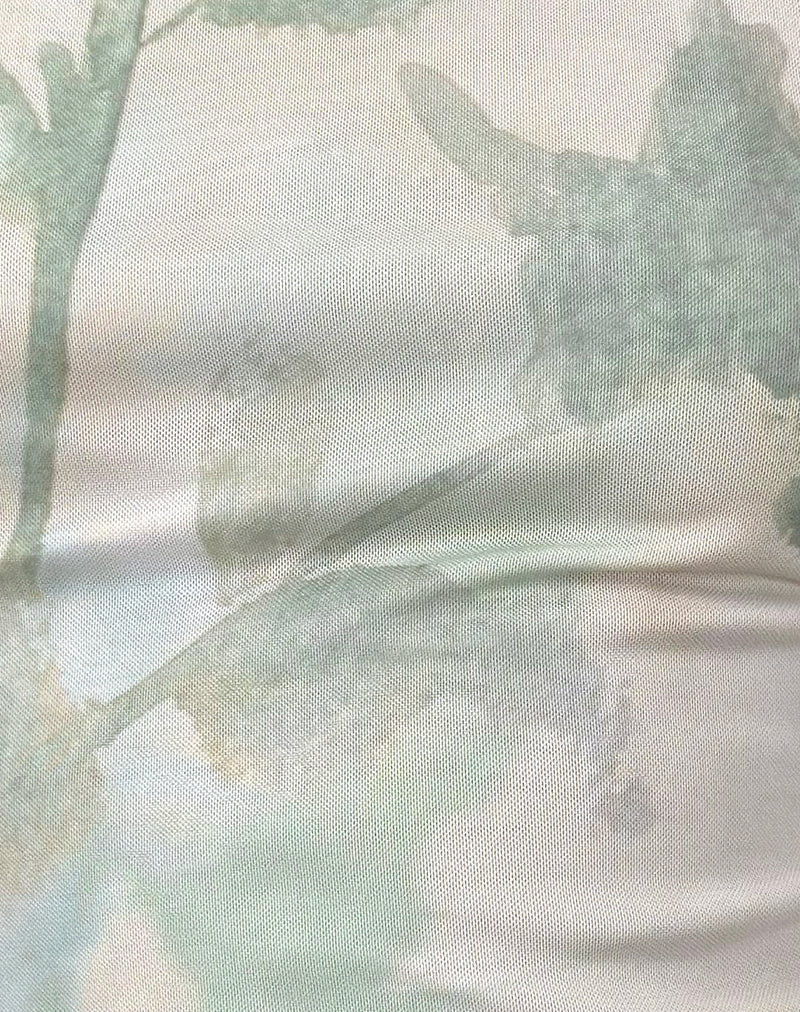 Soyan Asymmetrical Top in Abstract Painted Flower Blue-Nico Sky