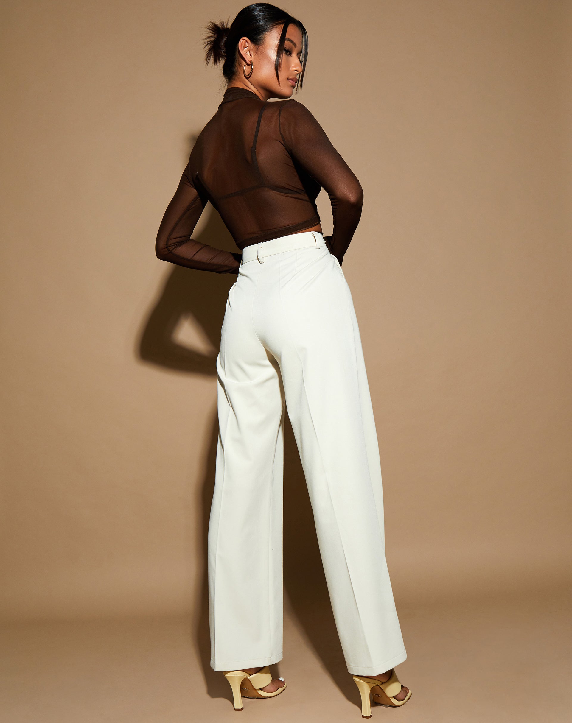 Abba Trouser in Cream-Nico Sky