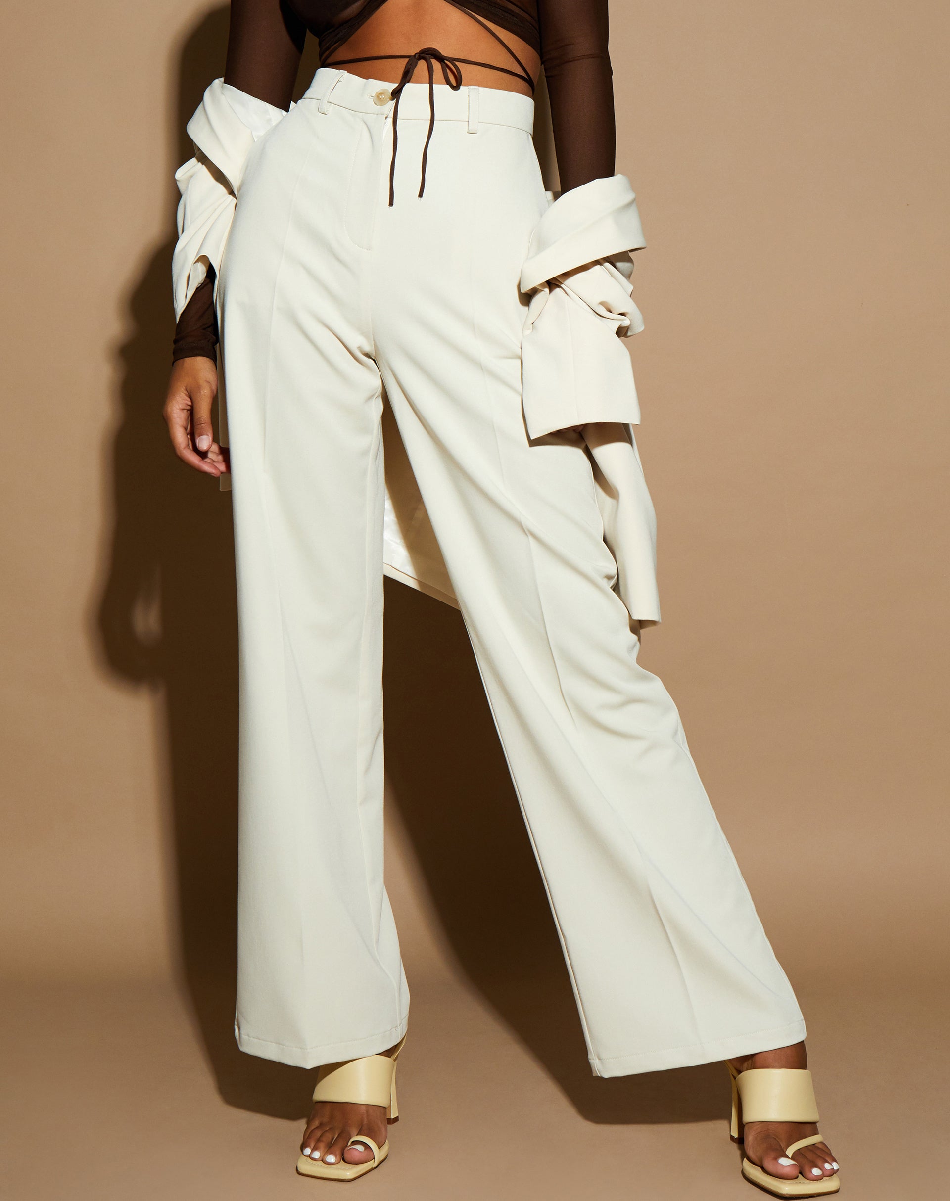 Abba Trouser in Cream-Nico Sky