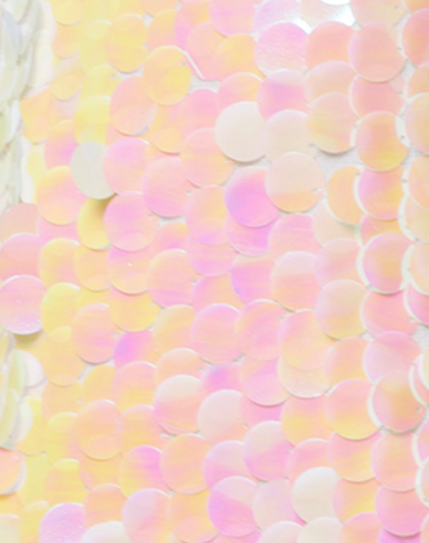 Stargirl Playsuit in Fishcale Disc Sequin Oyster Shell-Nico Sky