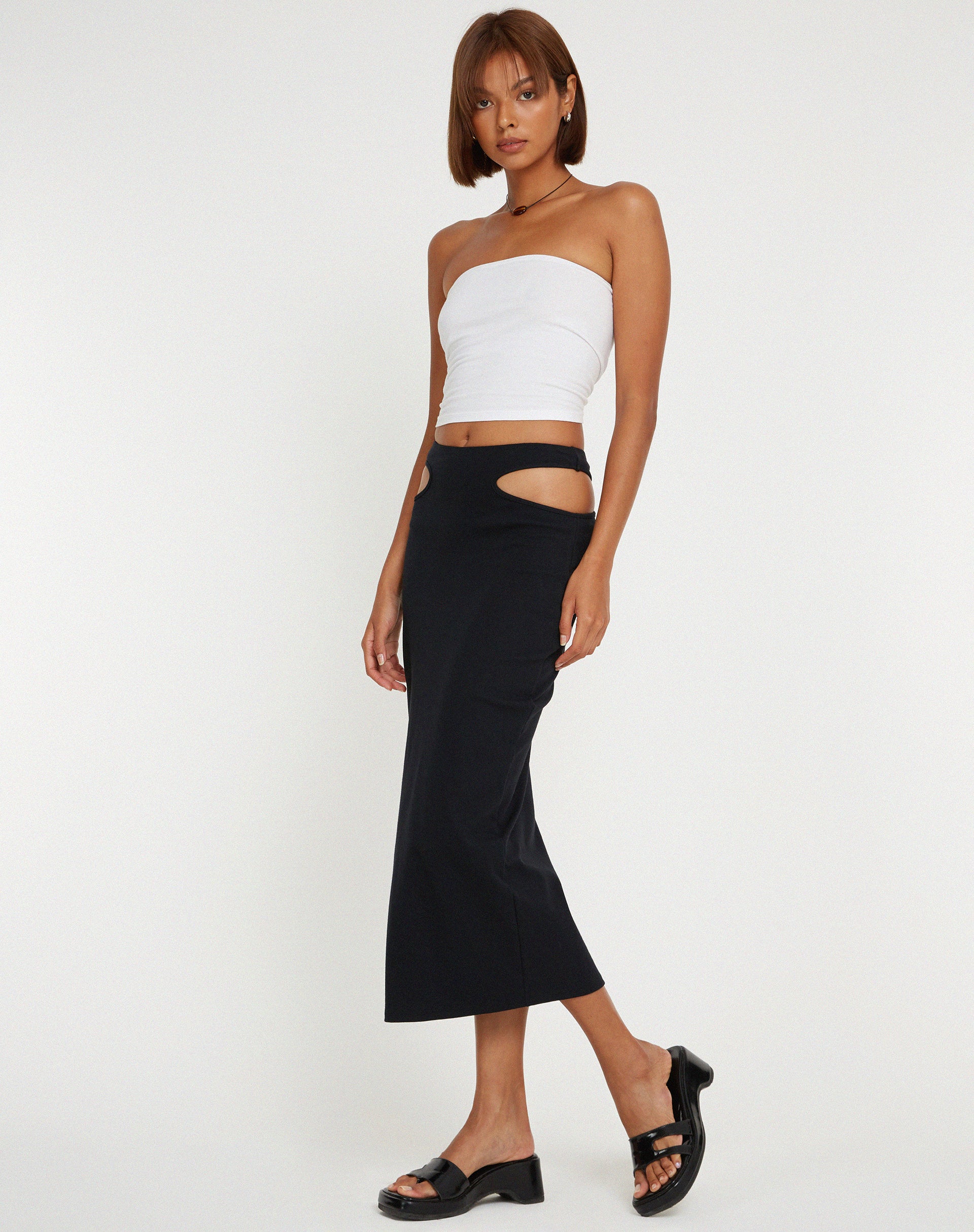 Steira Midi Skirt in Black-Nico Sky
