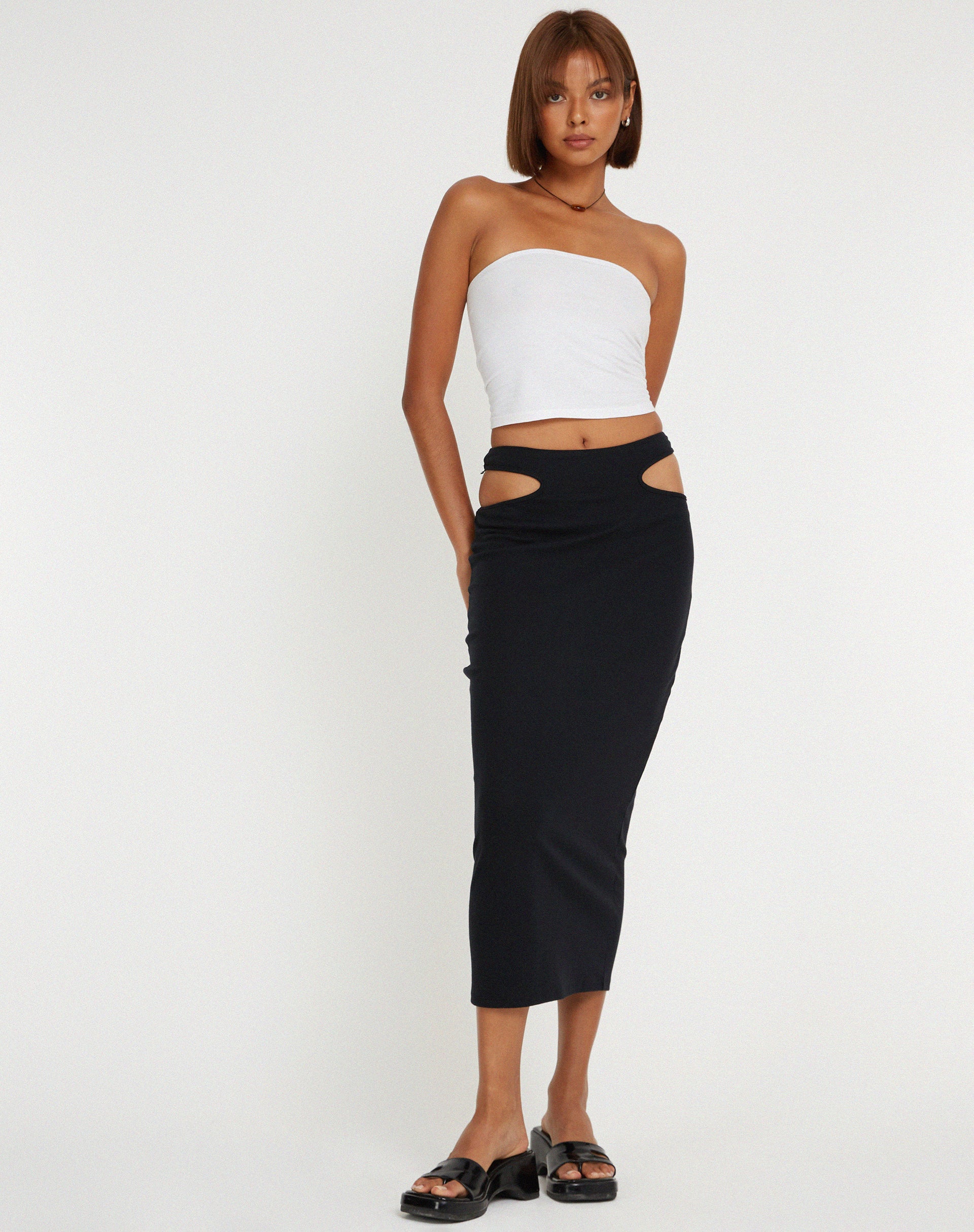 Steira Midi Skirt in Black-Nico Sky