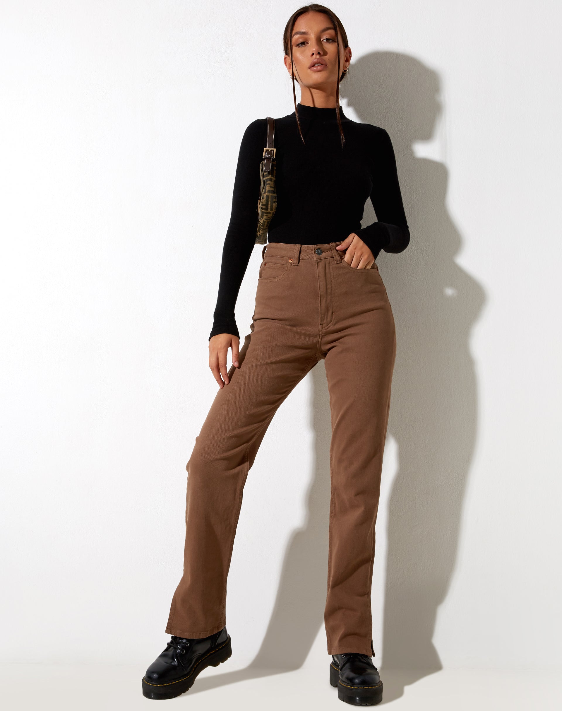 Straight Leg Jeans in Rich Brown-Nico Sky