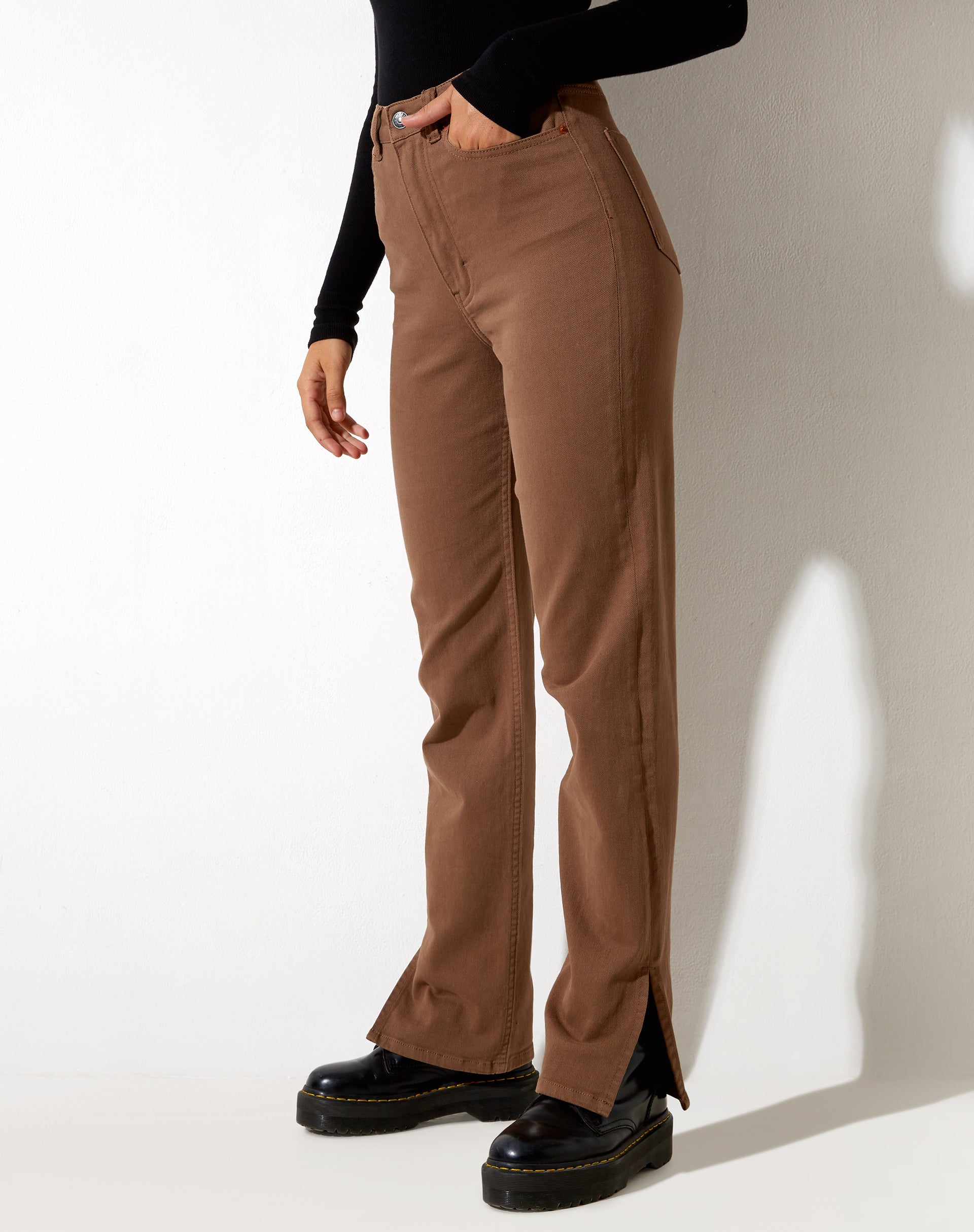 Straight Leg Jeans in Rich Brown-Nico Sky