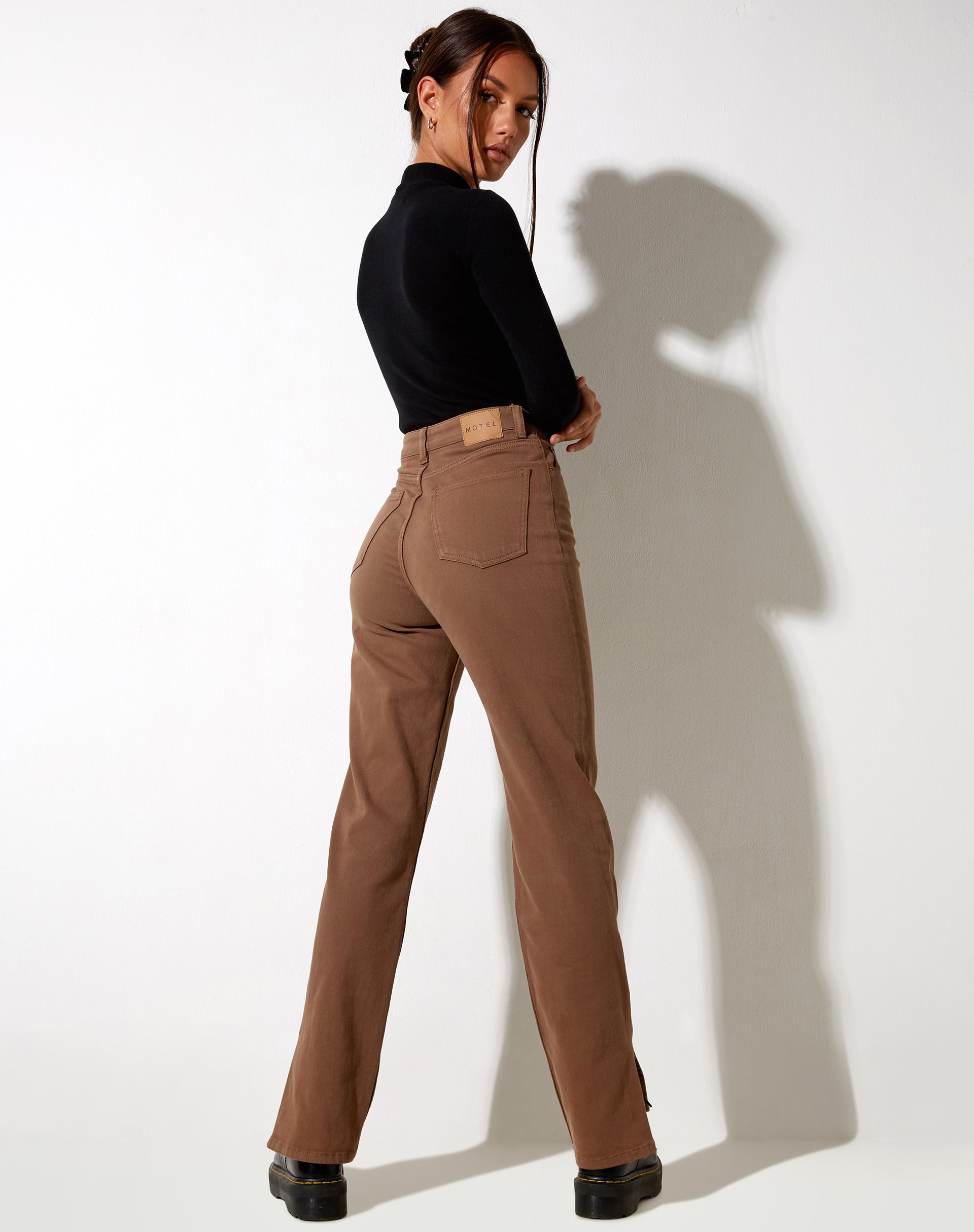 Straight Leg Jeans in Rich Brown-Nico Sky