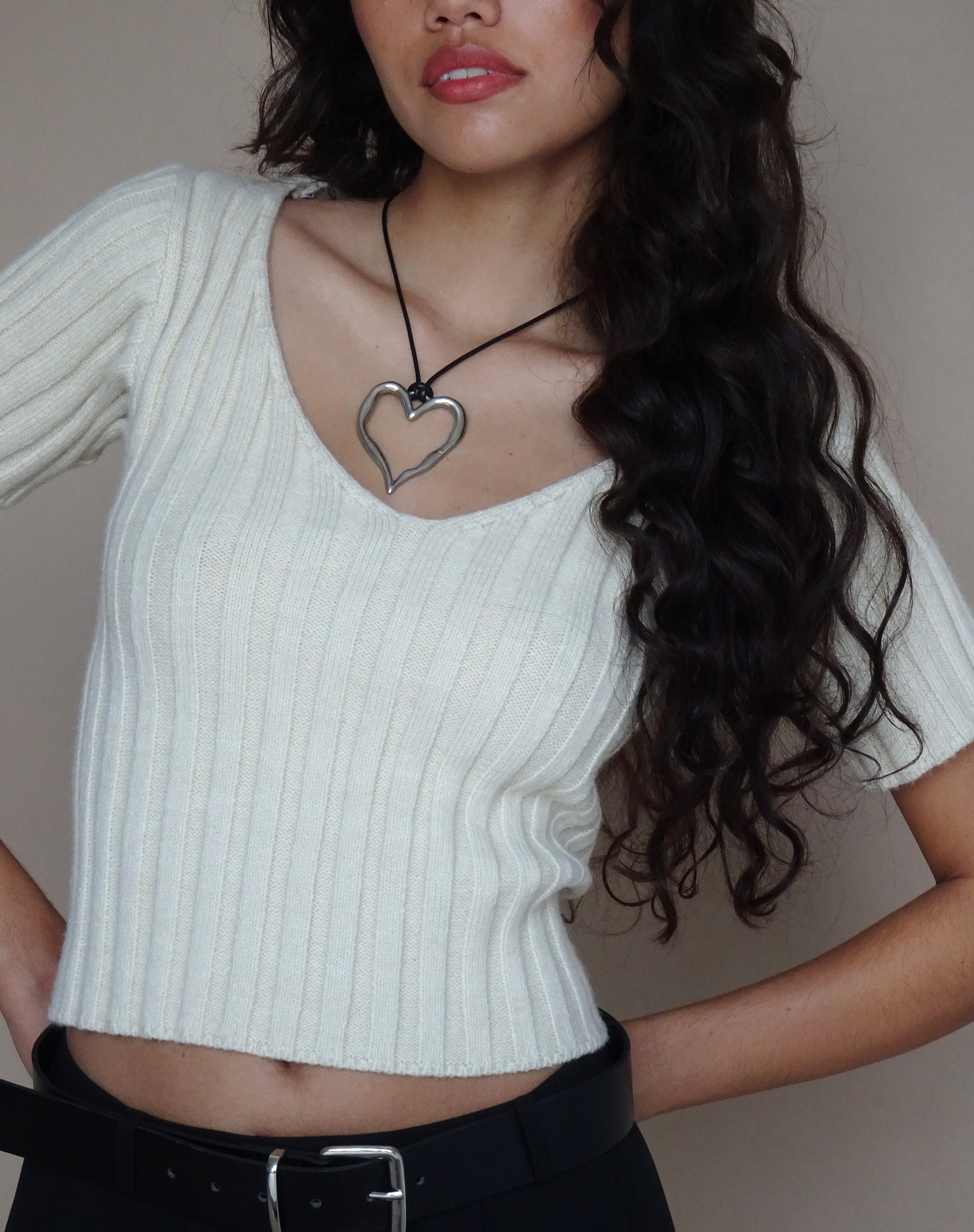 Suarti Rope Necklace with Silver Heart Pendant-Nico Sky