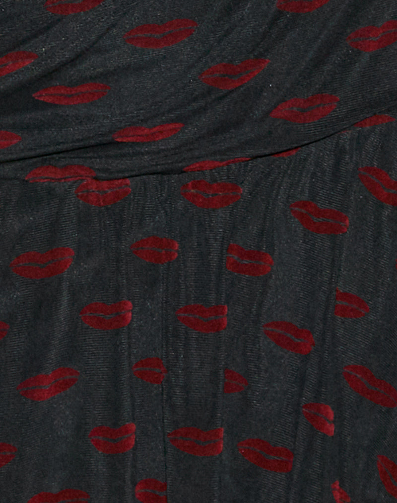 Subala Mini Skirt in Lips Flock Black-Nico Sky