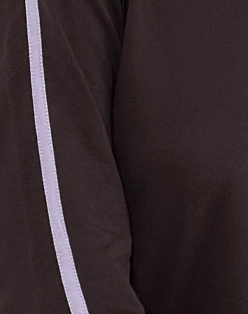 Sujana Asymmetric Sweatshirt in Bitter Chocolate with Violet Binding-Nico Sky