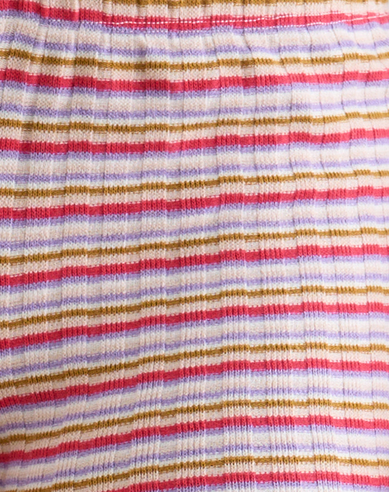 Eunia Shorts in Stripe Rib Pink and Lilac-Nico Sky