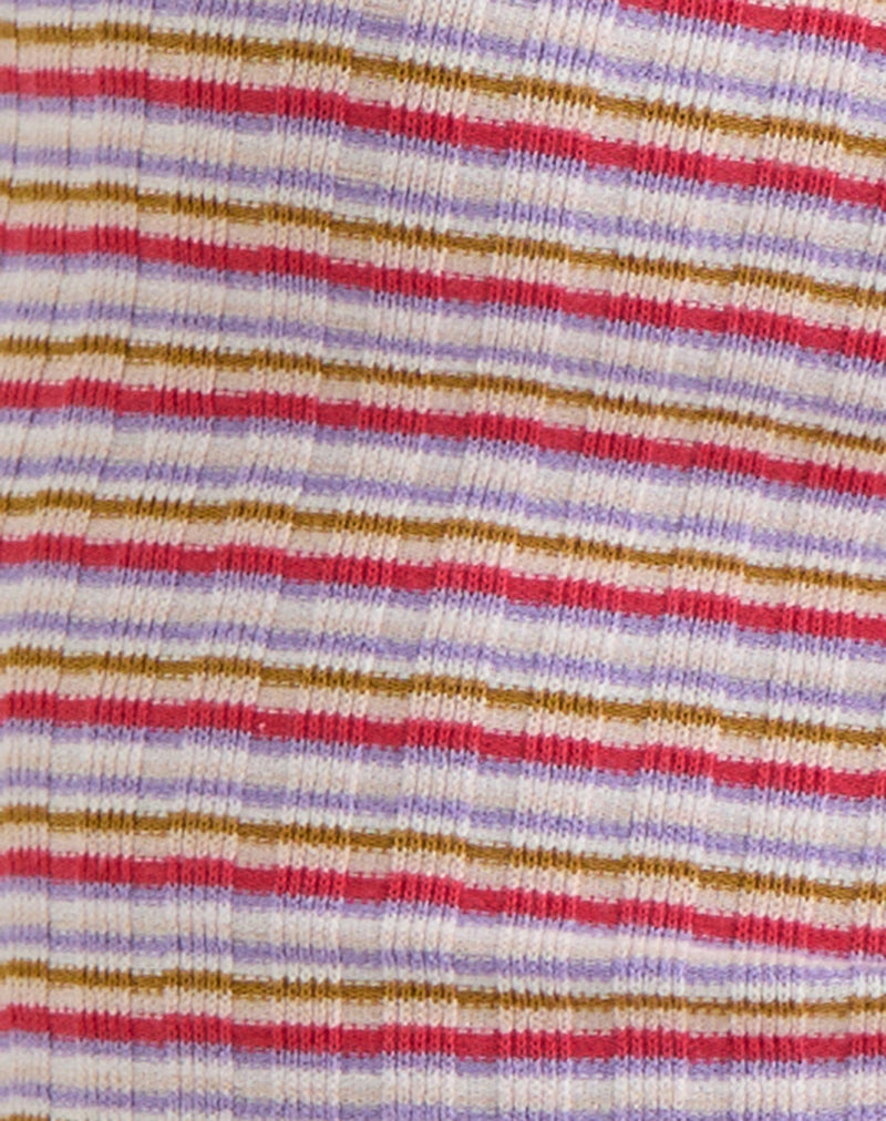 Sunala Cami Top in Stripe Rib Pink and Lilac-Nico Sky