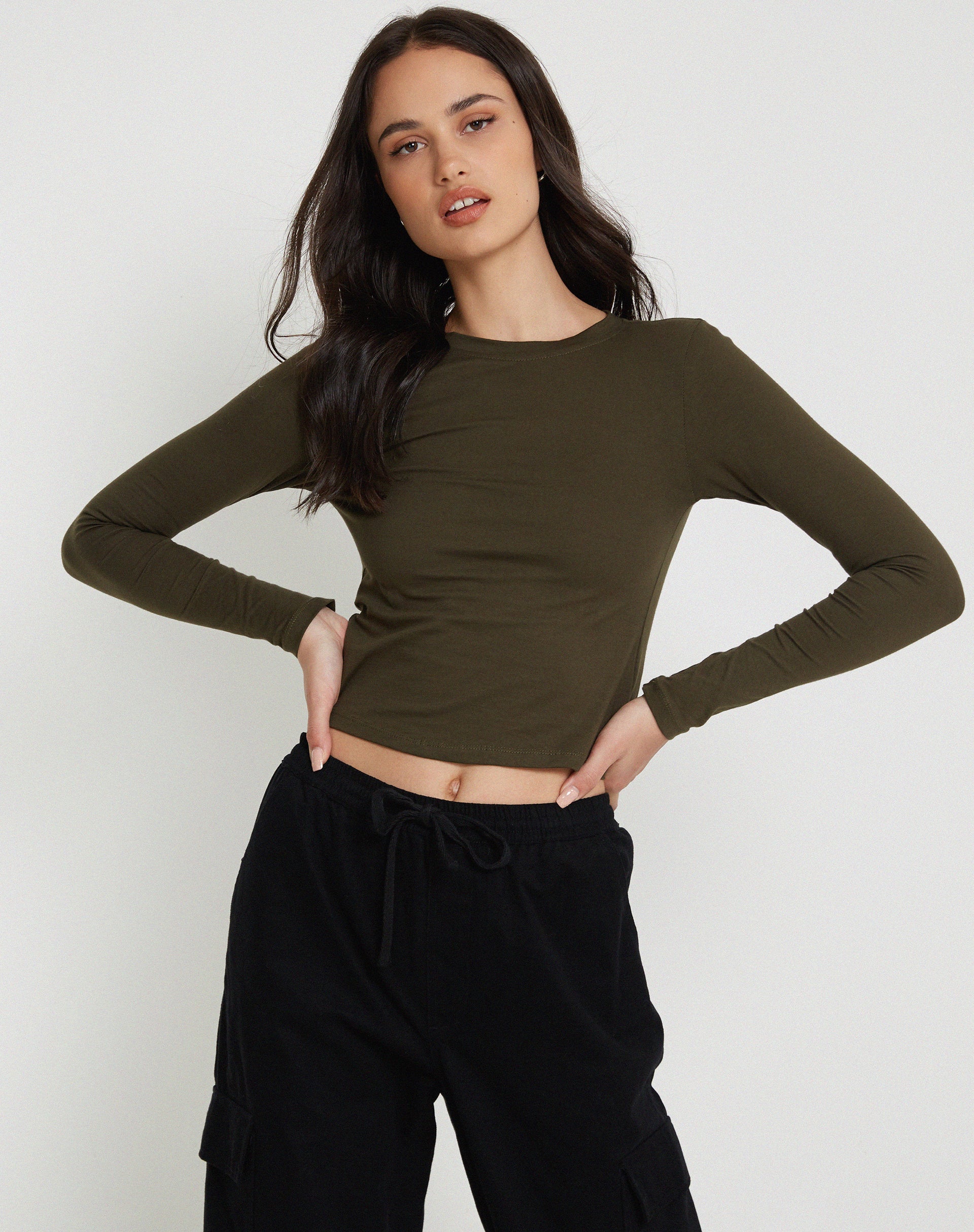 Suratmi Long Sleeve Top in Olive-Nico Sky
