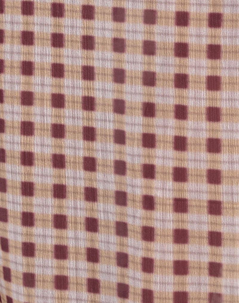 Surina Maxi Skirt in Chiffon Blurred Check Peach-Nico Sky