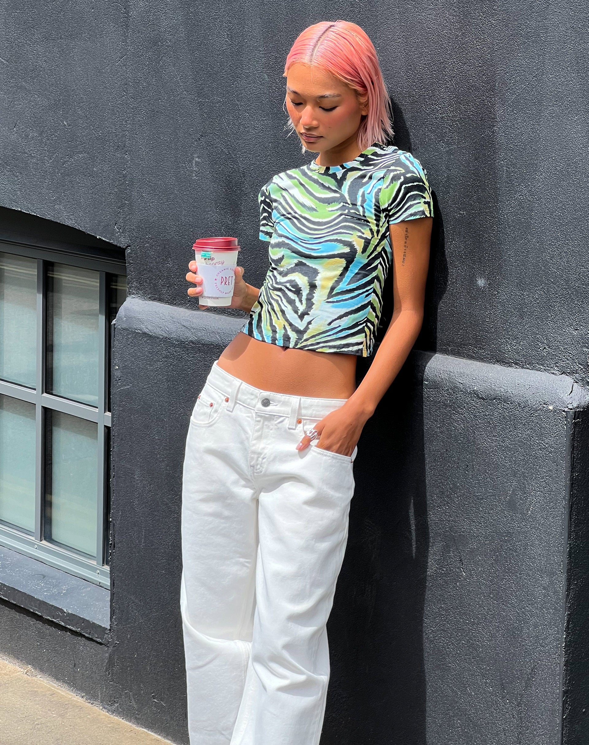 Surtie Crop Top in Warped Zebra Blue-Nico Sky