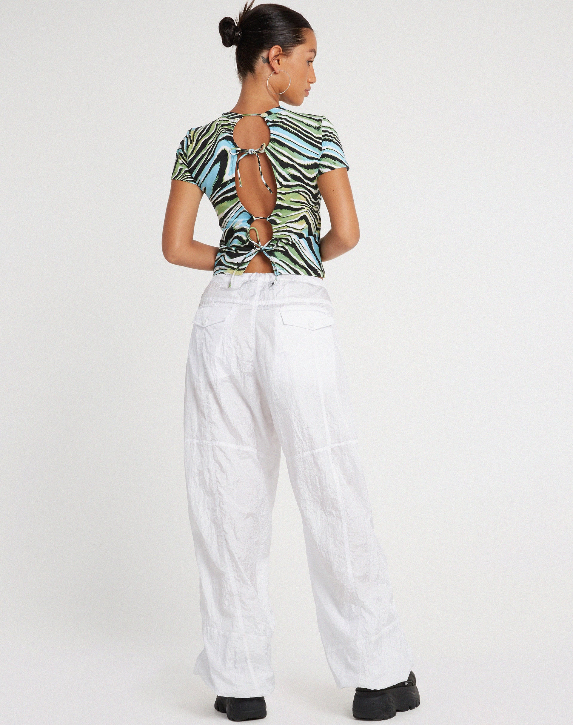 Surtie Crop Top in Warped Zebra Blue-Nico Sky