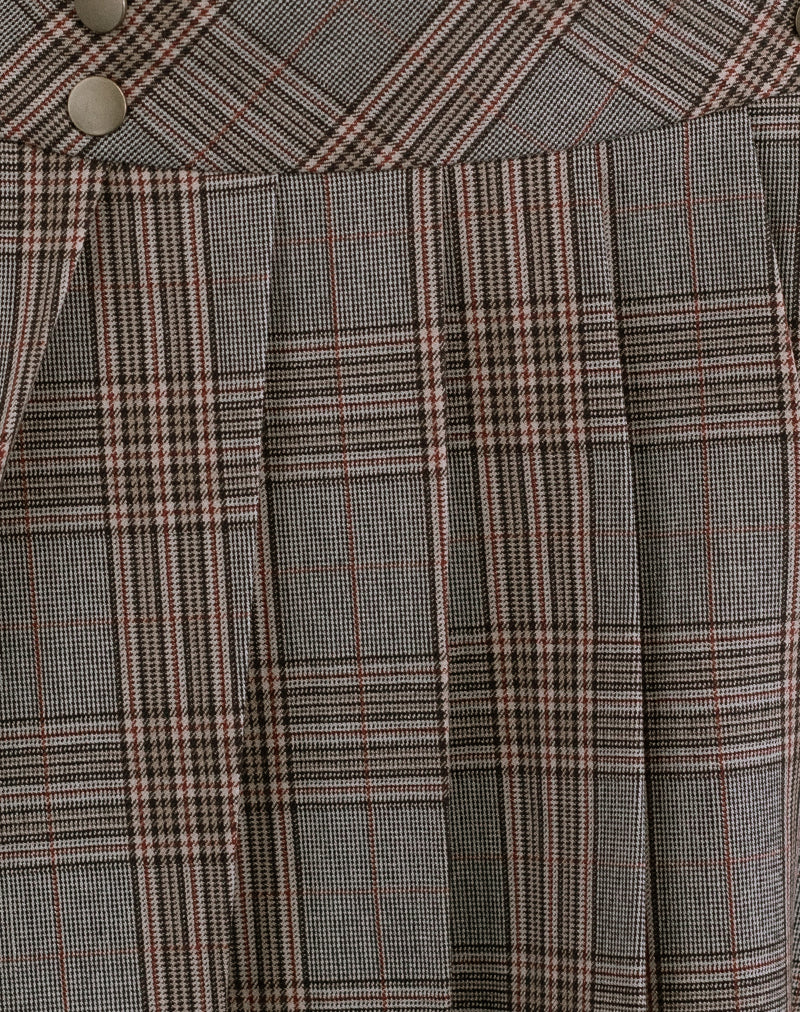 Caitrin Popper Pleated Mini Skirt in Big Check Brown-Nico Sky