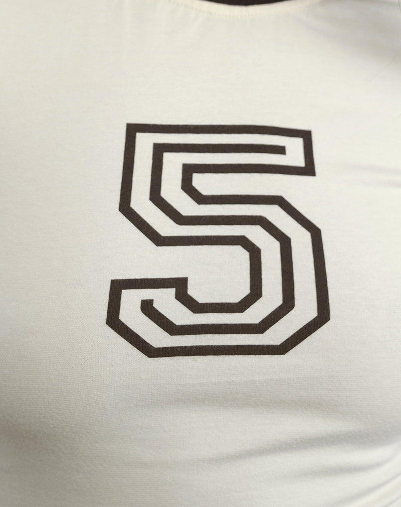 Sutin Tee in Yellow Buttermilk with 5 Emblem and Red Mahogany Binding-Nico Sky