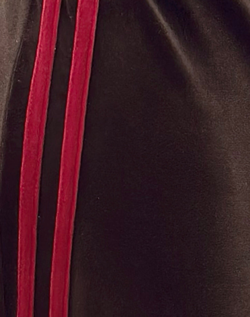 Belita Trosuers in Brown Velour with Red Side Stripe-Nico Sky