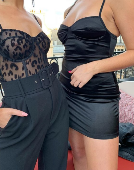 Leta Bodycon Dress in Satin Black-Nico Sky