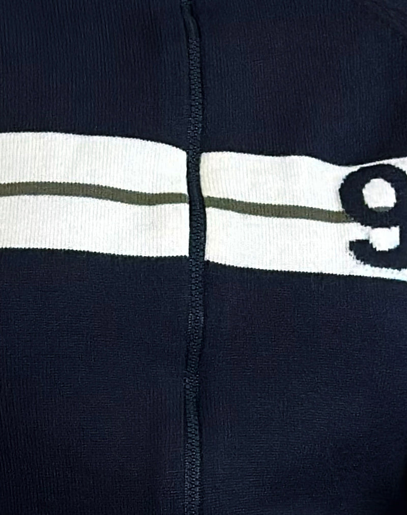 Takiya Zip Through Jacket in Deep Navy with 92 Design-Nico Sky