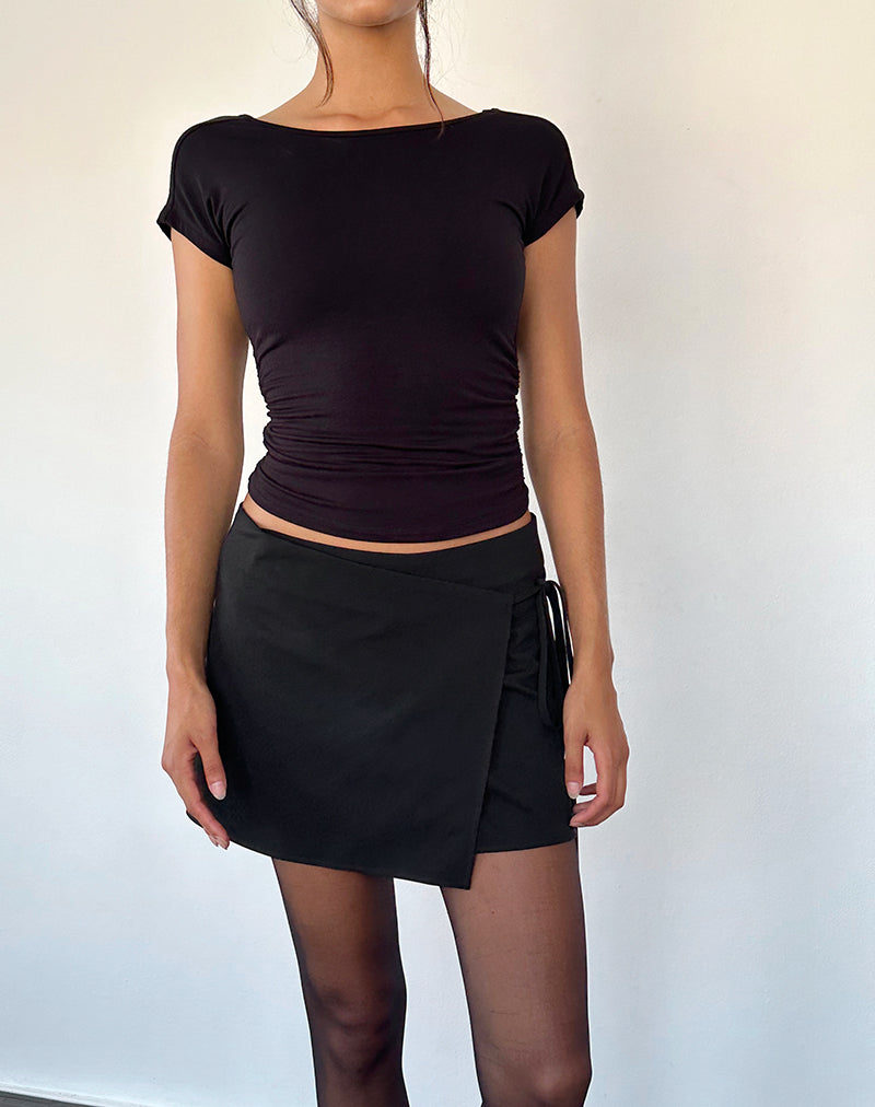Tanix Wrap Skirt in Tailoring Black-Nico Sky