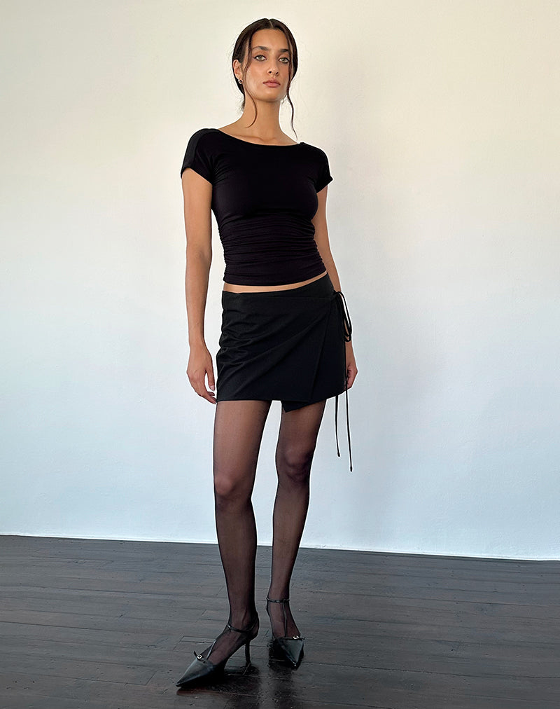 Tanix Wrap Skirt in Tailoring Black-Nico Sky