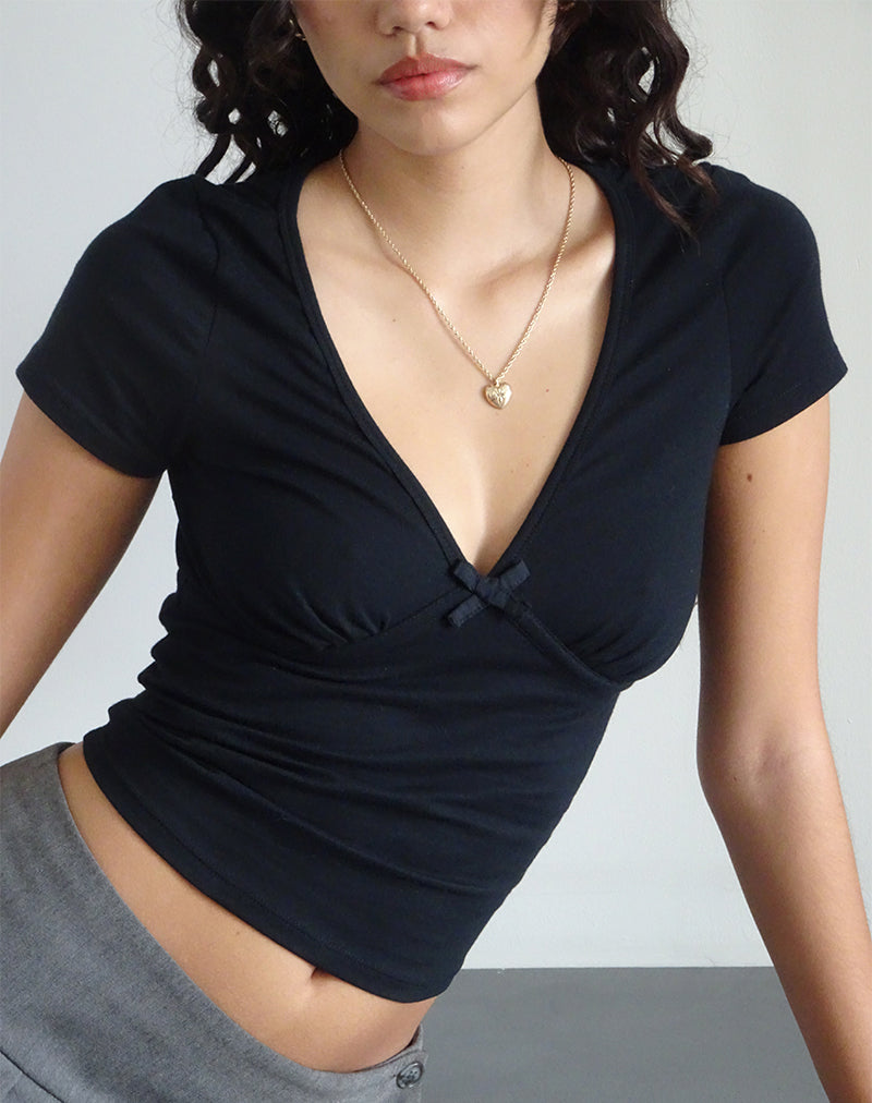 Tasina Top in Black with Black Binding-Nico Sky