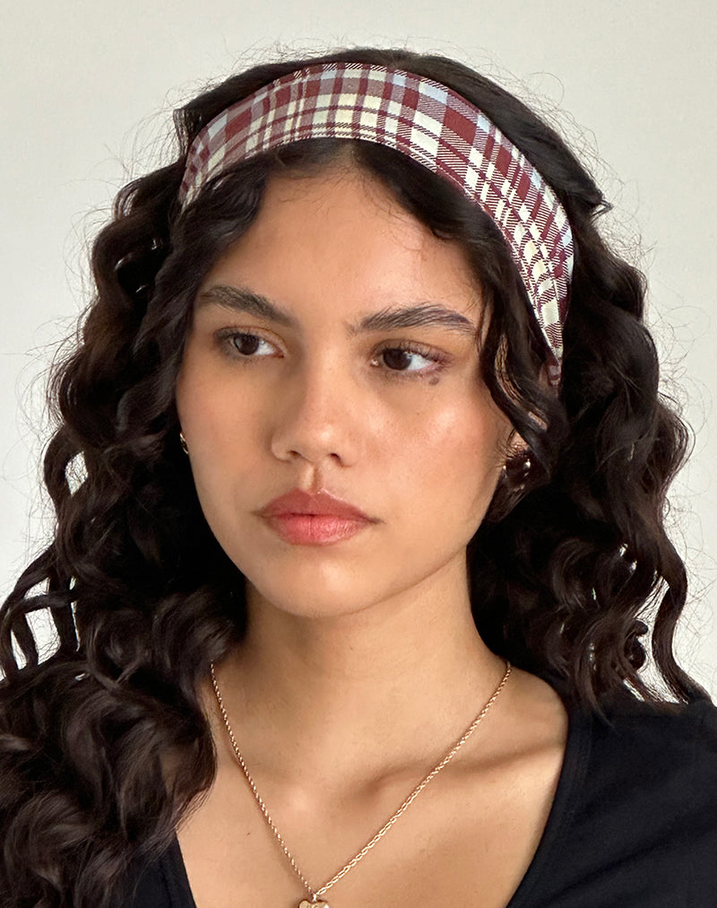 Sala Headband in Multicheck Brown-Nico Sky