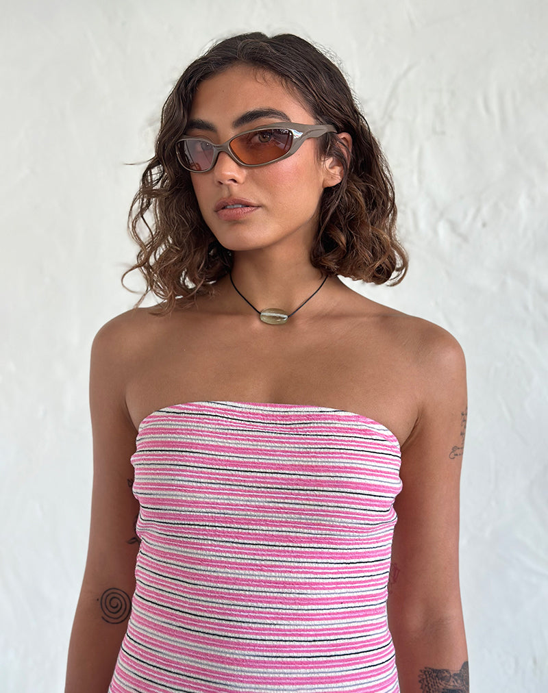 Tatan Wrap Around Sunglasses in Taupe-Nico Sky