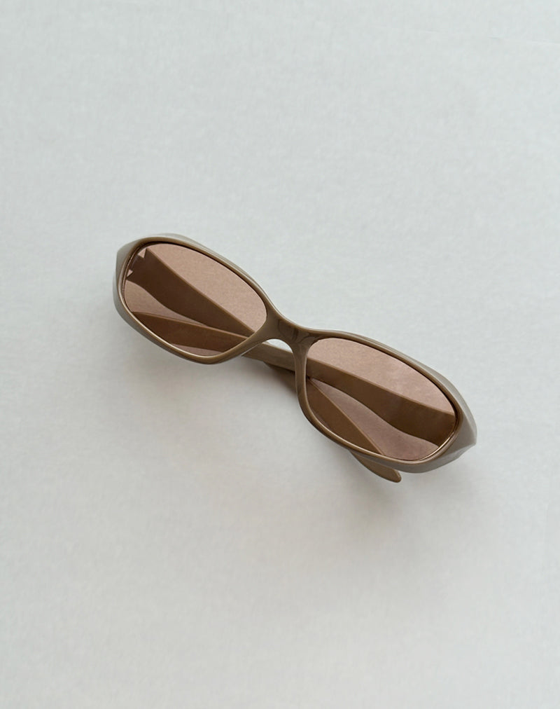 Tatan Wrap Around Sunglasses in Taupe-Nico Sky