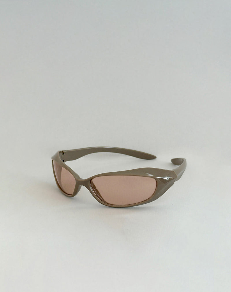 Tatan Wrap Around Sunglasses in Taupe-Nico Sky