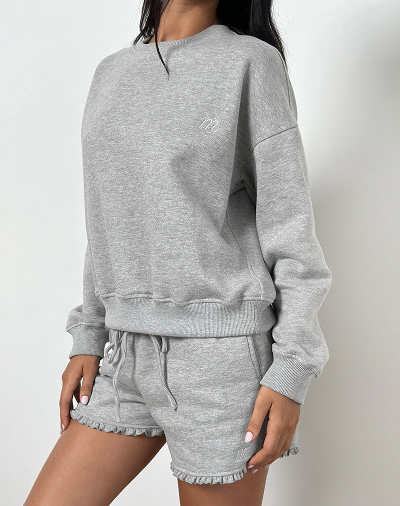 Agusta Frill Shorts in Grey Marl with M Emblem-Nico Sky
