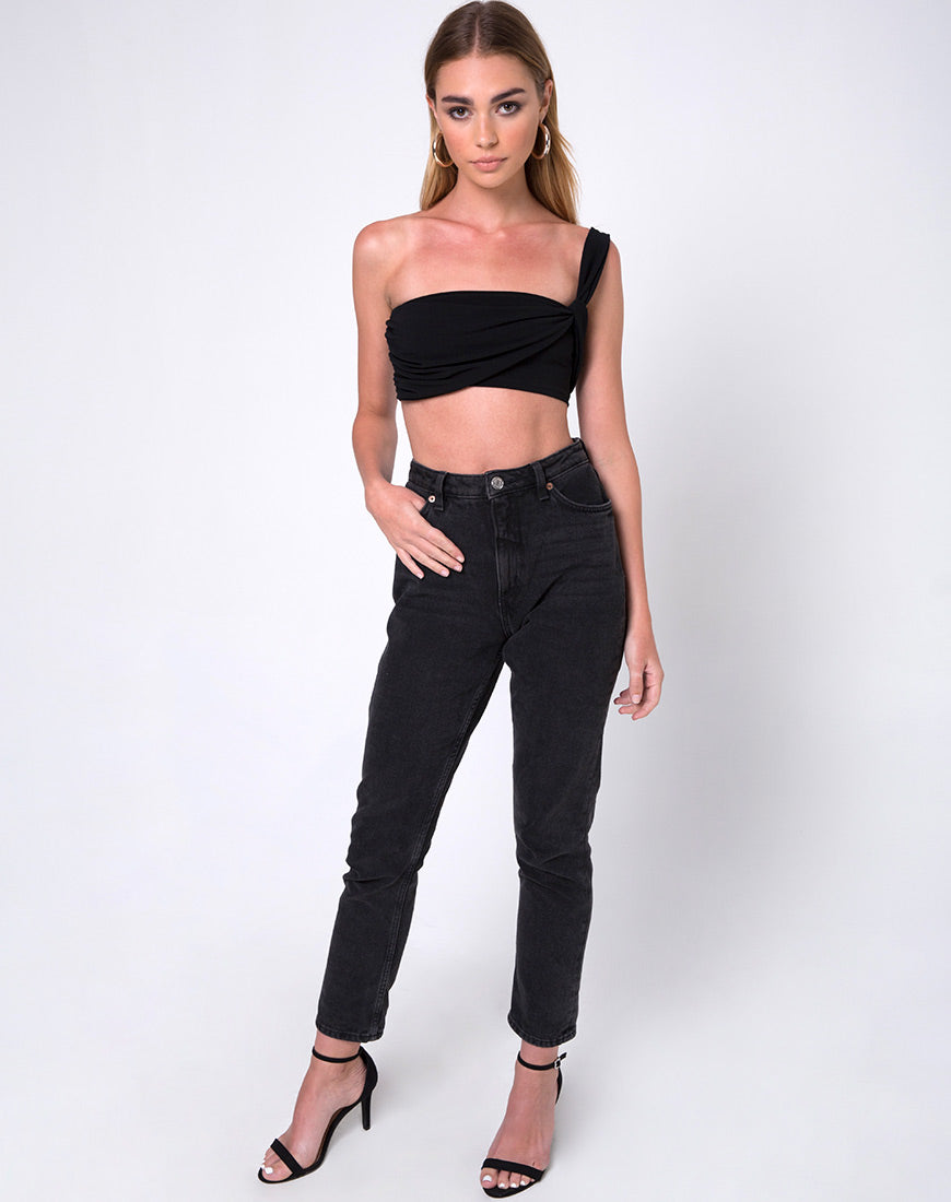 Tetric Crop Top in Black-Nico Sky