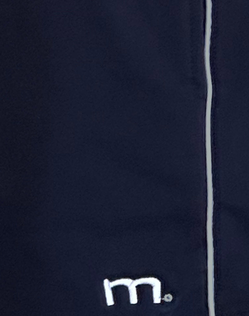 Thera Short in Navy with White Piping with M Emb-Nico Sky