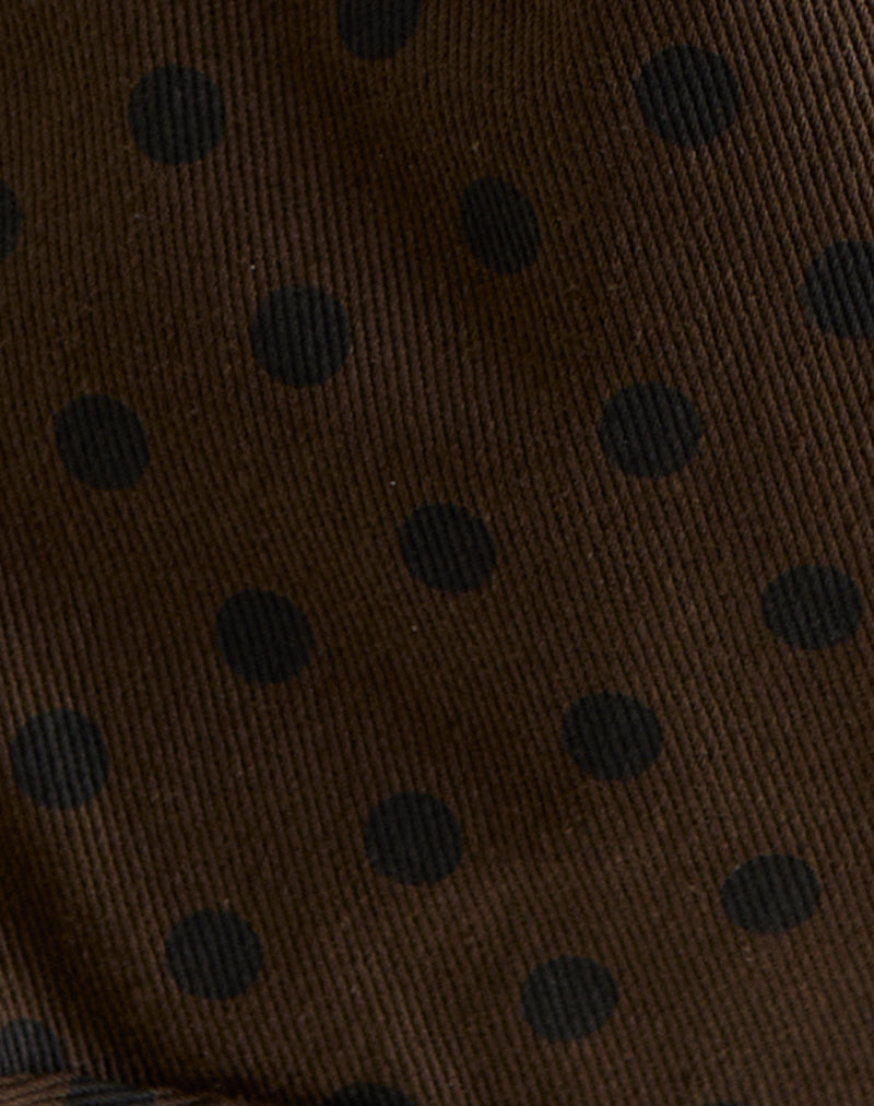 Sota Twill Bag in Brown with Black Polka Print-Nico Sky