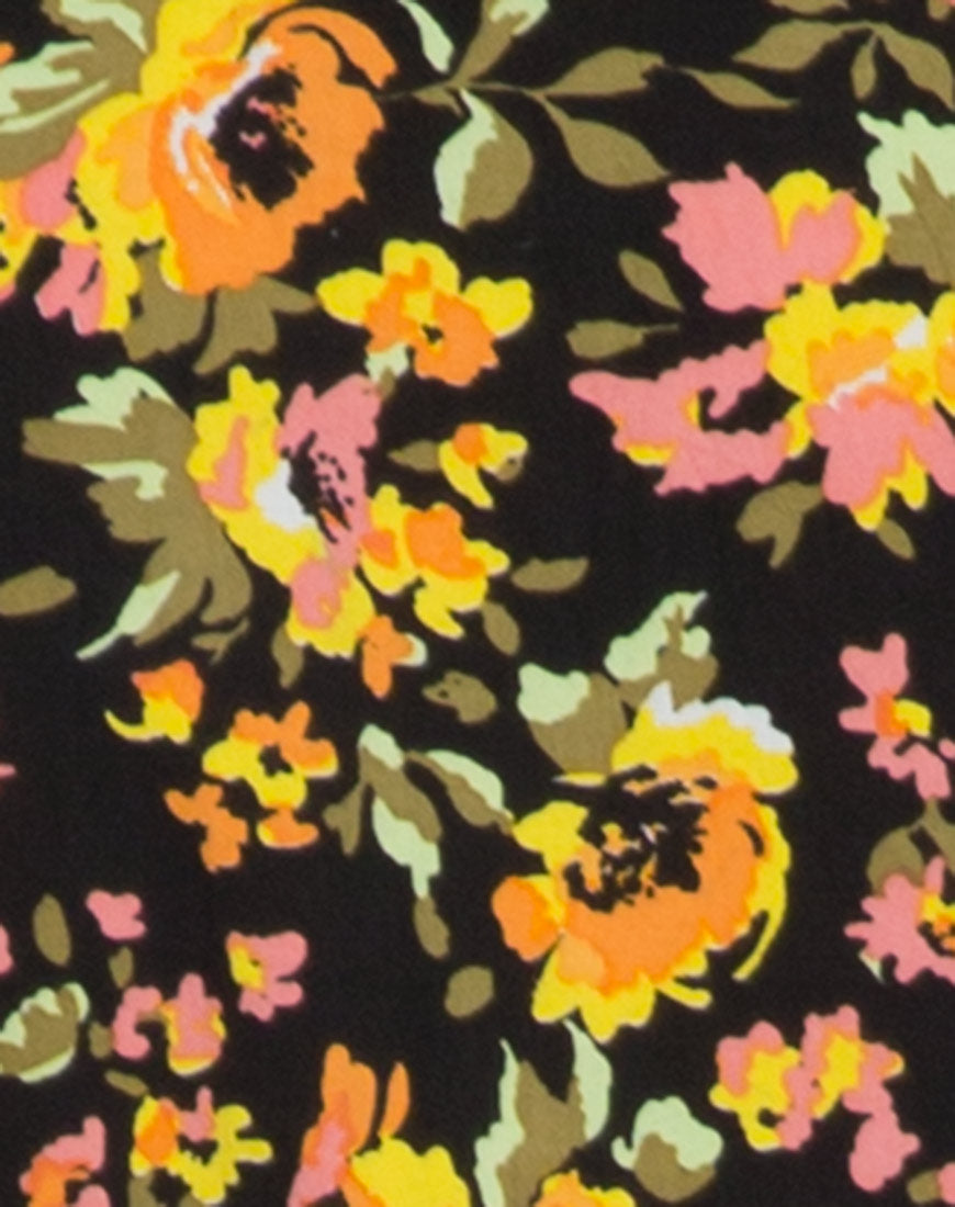 Mosca Plunge Top in Agatha Flower-Nico Sky