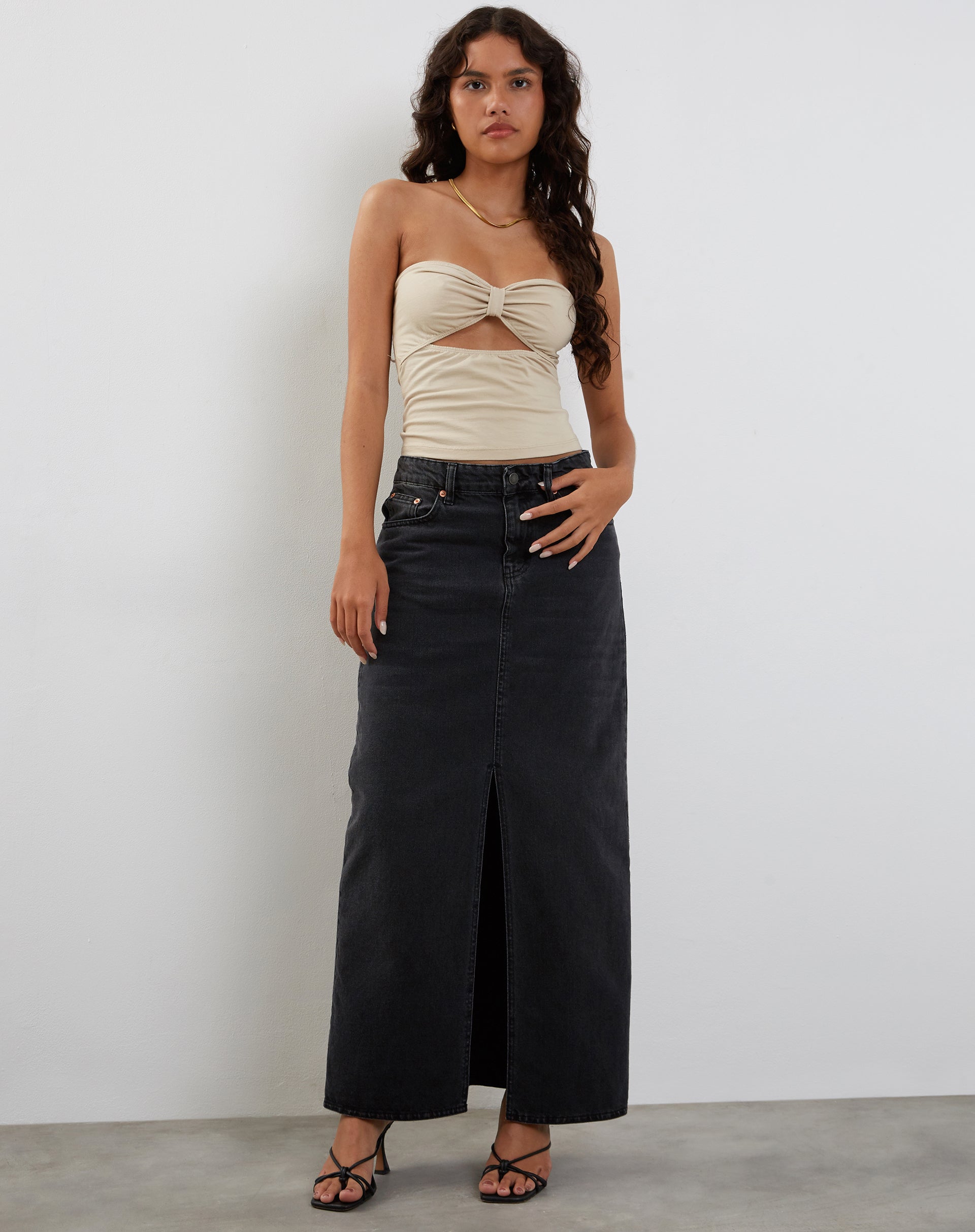 Tifose Bandeau Twist Front Top in Coconut Milk-Nico Sky