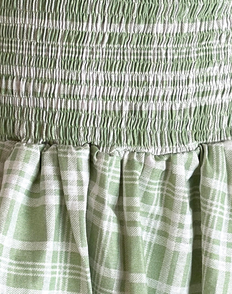 Tilikum Mini Dress in Table Cloth Neo Mint-Nico Sky