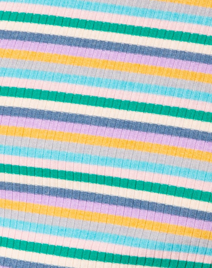 Tindy Crop Top in Rib Green Purple and Yellow-Nico Sky