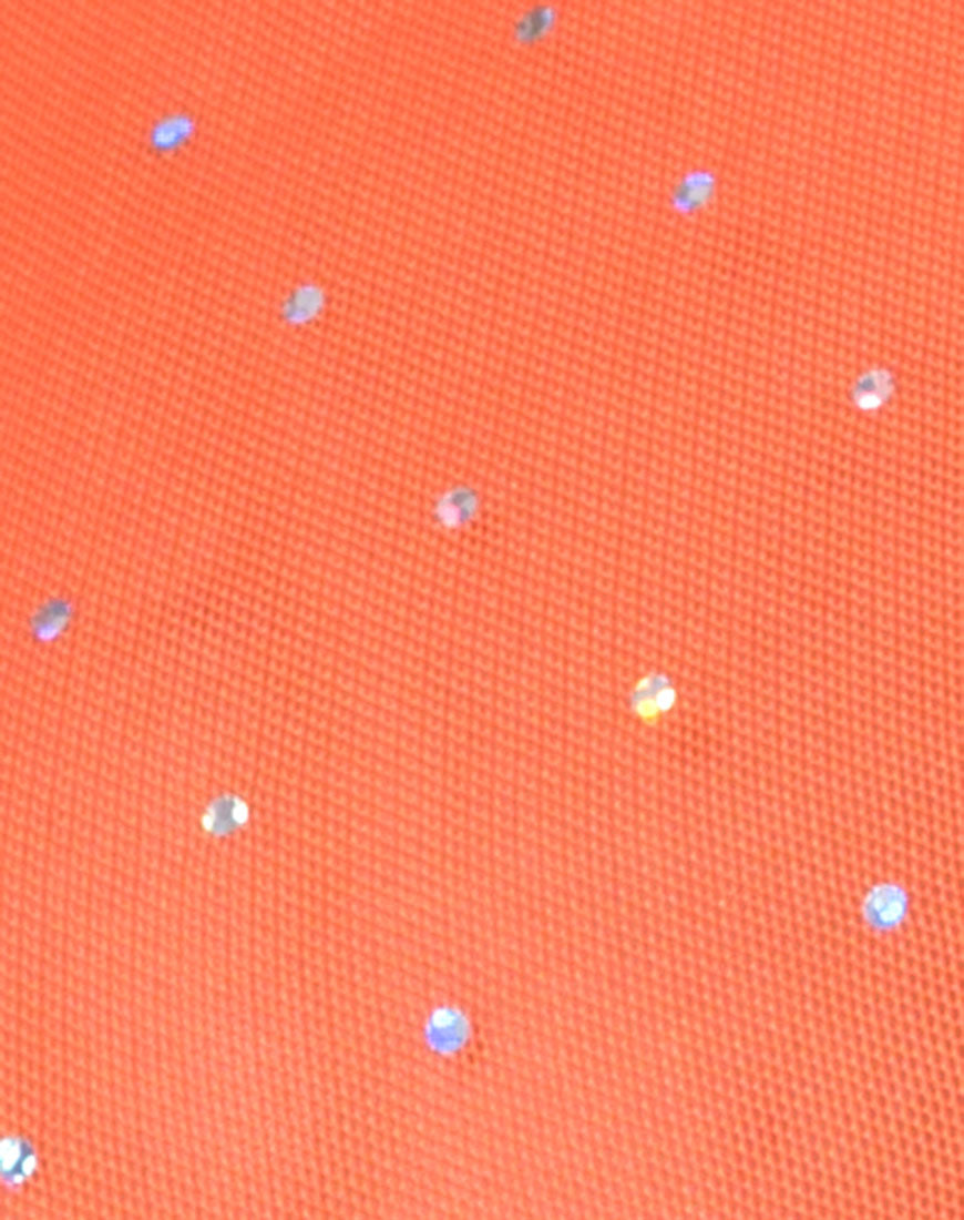 Tindy Crop Top in Crystal Net Orange-Nico Sky