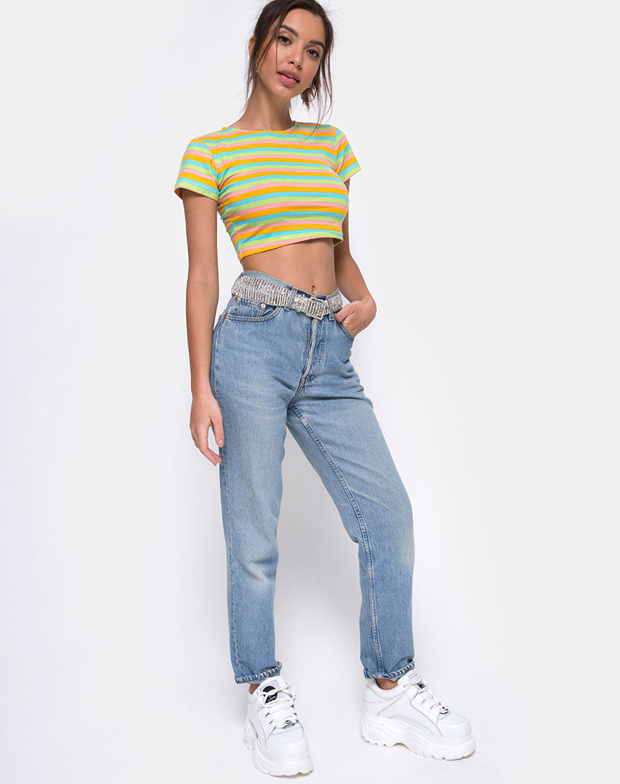 Tindy Crop Top in Sweet Stripe-Nico Sky