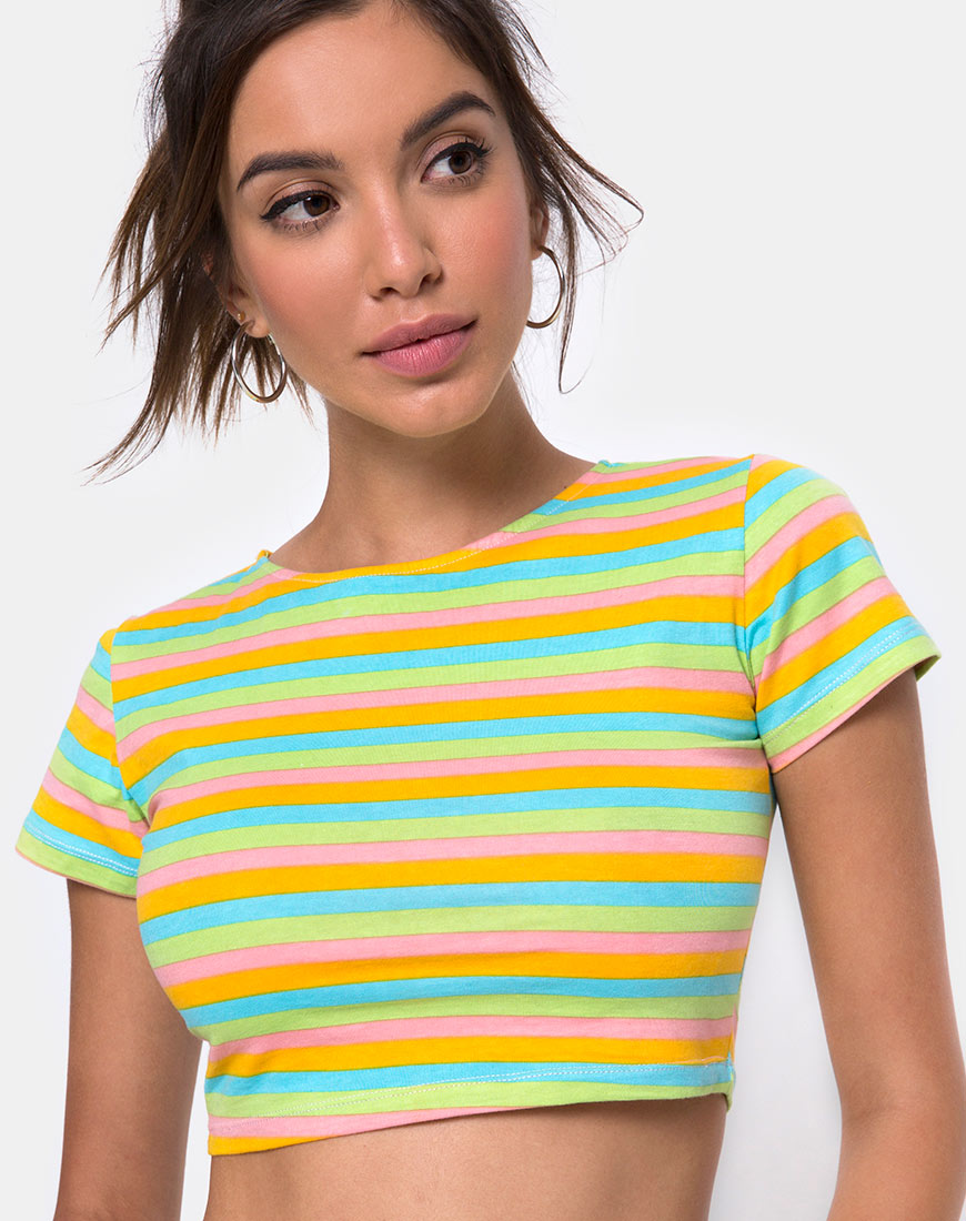 Tindy Crop Top in Sweet Stripe-Nico Sky
