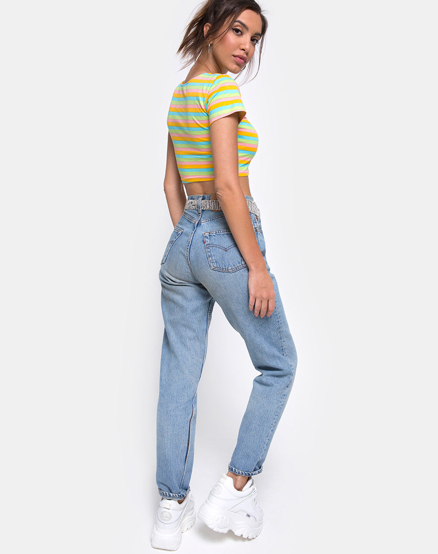Tindy Crop Top in Sweet Stripe-Nico Sky