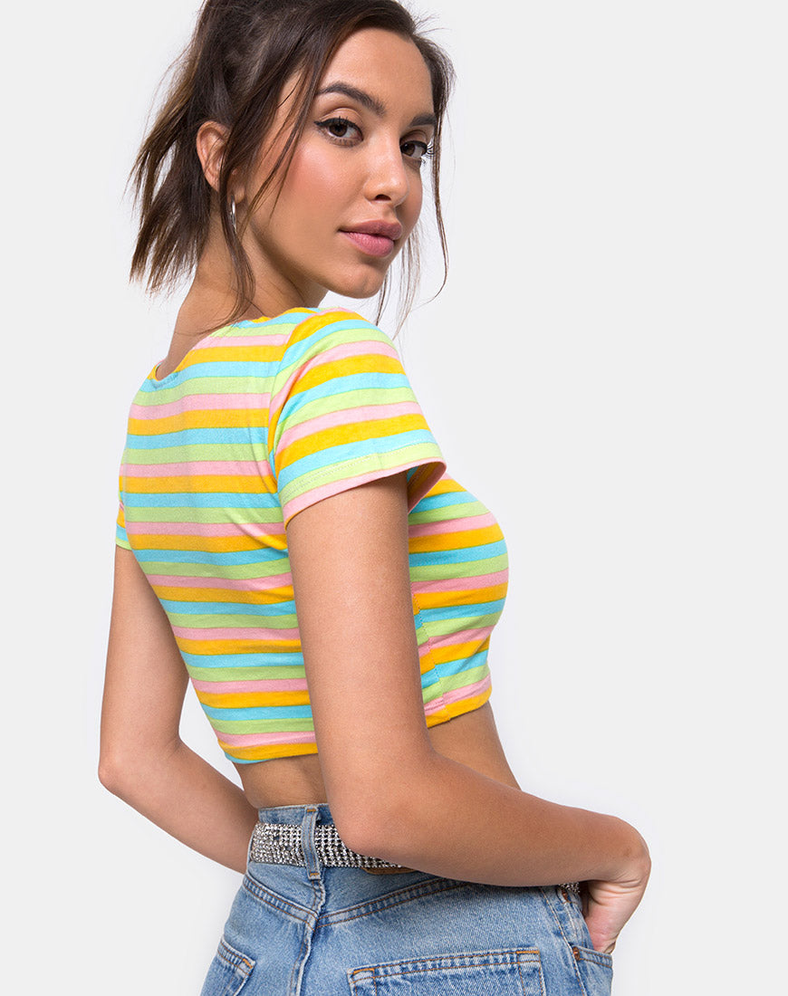 Tindy Crop Top in Sweet Stripe-Nico Sky