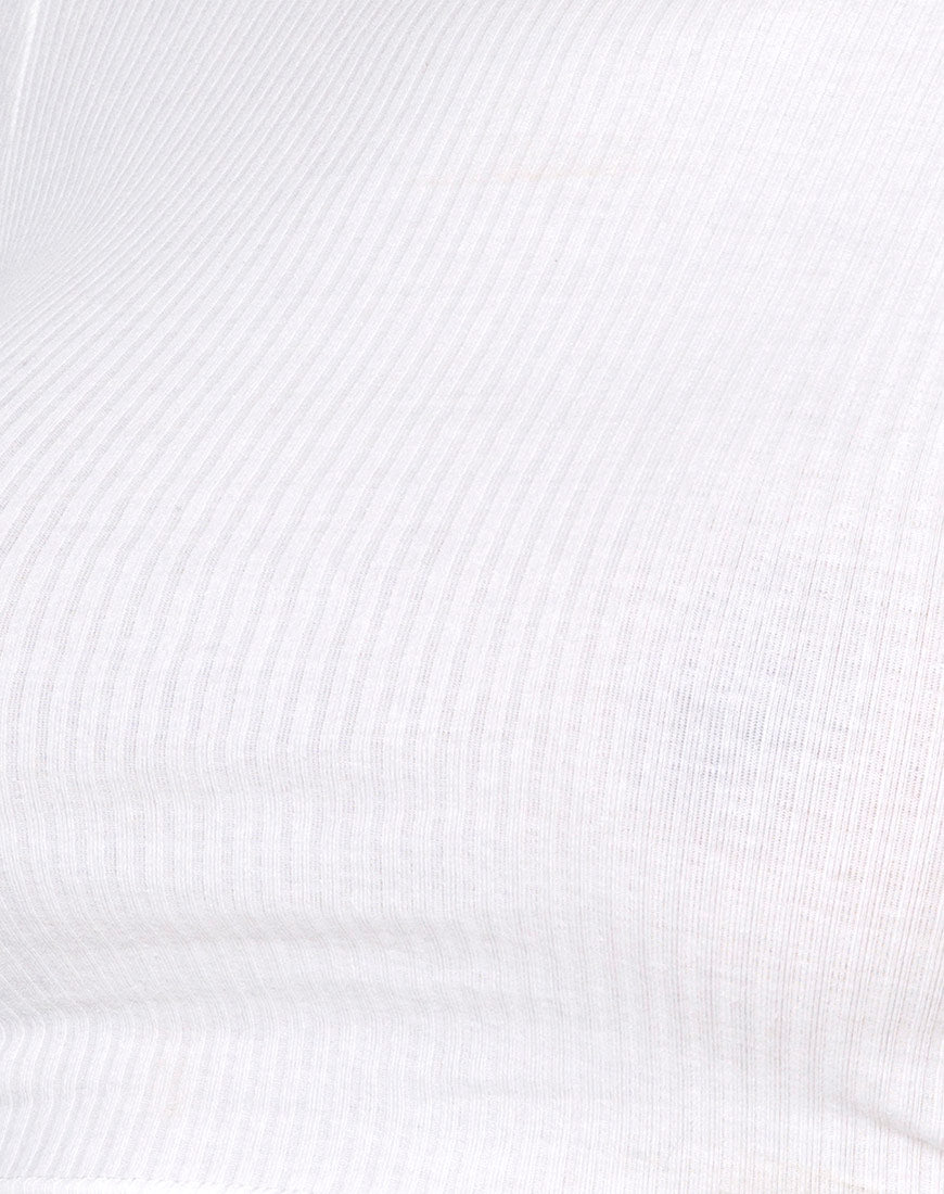 Tiner Crop Top in Rib Ivory-Nico Sky