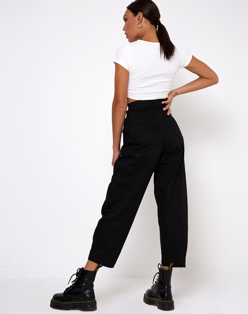 Tiner Crop Top in Rib Ivory-Nico Sky